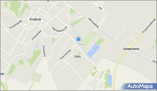 Kraśnik, Zaklikowska, mapa Kraśnik