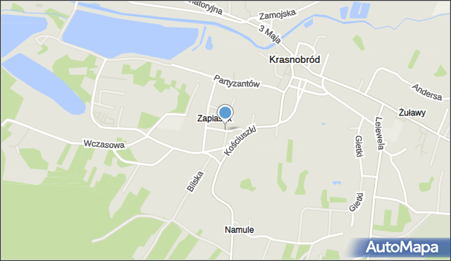 Krasnobród, Zapiasek, mapa Krasnobród