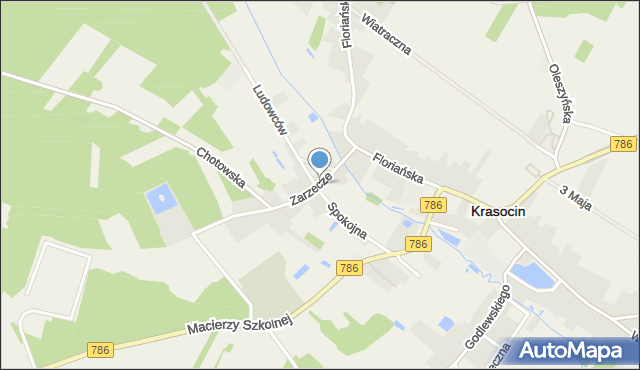 Krasocin, Zarzecze, mapa Krasocin