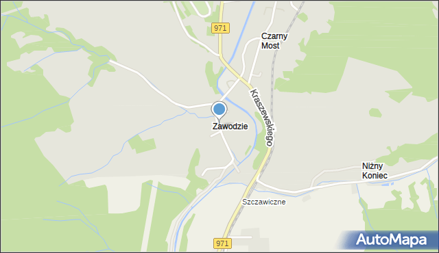 Krynica-Zdrój, Zawodzie, mapa Krynica-Zdrój