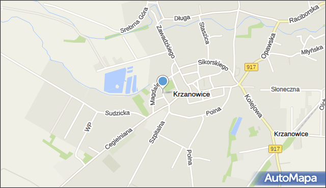 Krzanowice powiat raciborski, Zamkowa, mapa Krzanowice powiat raciborski