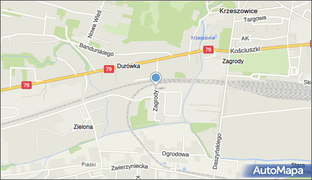 Krzeszowice, Zagrody, mapa Krzeszowice