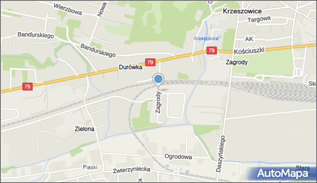 Krzeszowice, Zagrody, mapa Krzeszowice