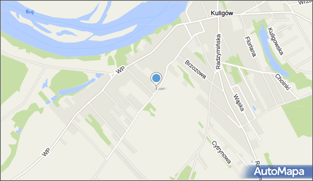 Kuligów, Załubicka, mapa Kuligów