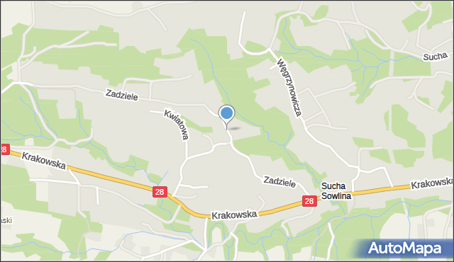 Limanowa, Zadziele, mapa Limanowa