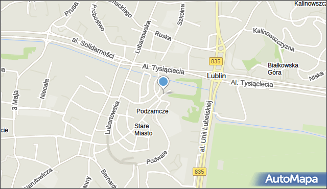 Lublin, Zamkowa, mapa Lublina