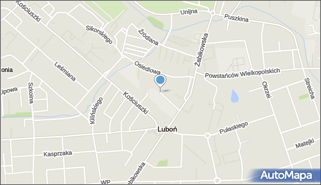 Luboń powiat poznański, Żabikowska, mapa Luboń powiat poznański
