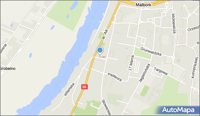 Malbork, Zapolskiej Gabrieli, mapa Malborka
