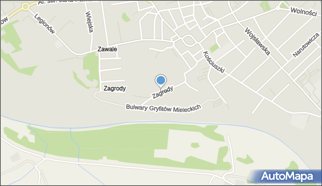 Mielec, Zagrody, mapa Mielca