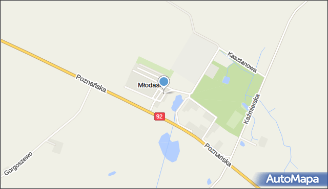 Młodasko, Zaułek, mapa Młodasko