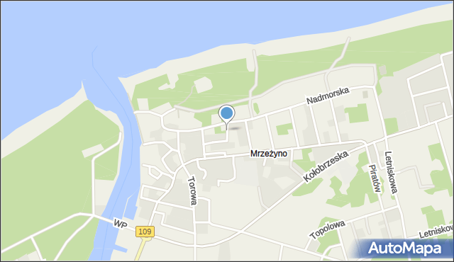 Mrzeżyno, Zacisze, mapa Mrzeżyno