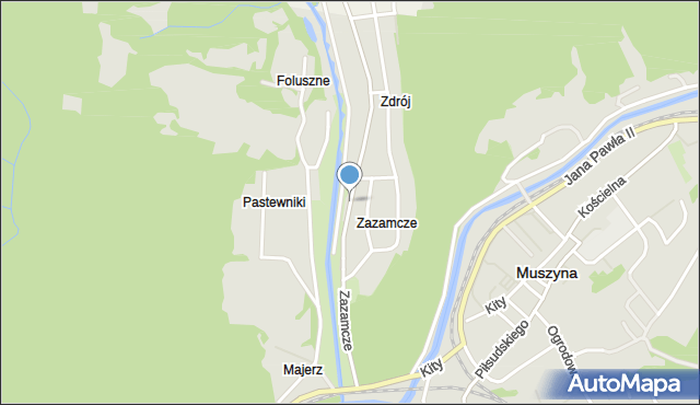 Muszyna, Zazamcze, mapa Muszyna