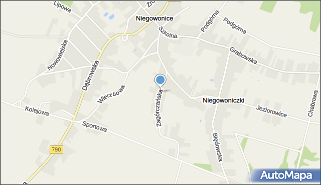 Niegowonice, Zagórczańska, mapa Niegowonice