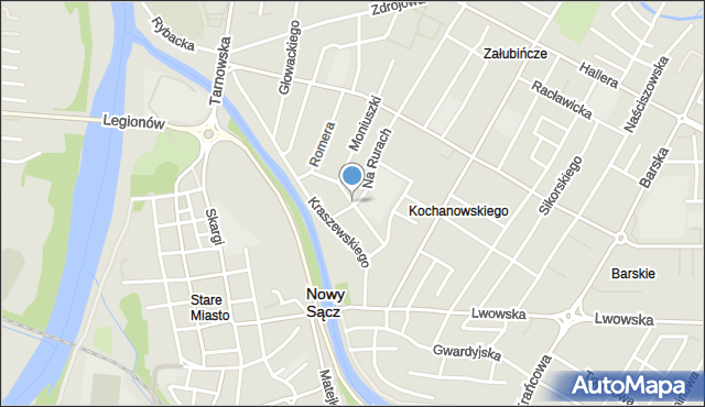 Nowy Sącz, Zaleskiego Bogdana, mapa Nowego Sącza