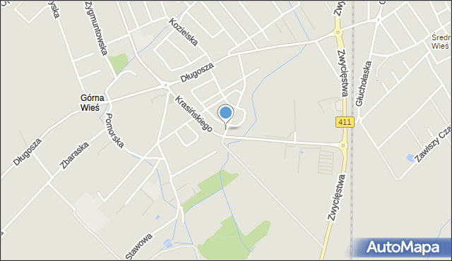 Nysa, Zawilców, mapa Nysy