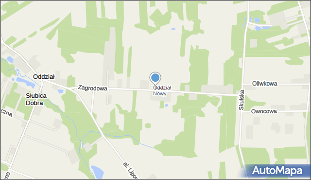 Oddział, Zagrodowa, mapa Oddział