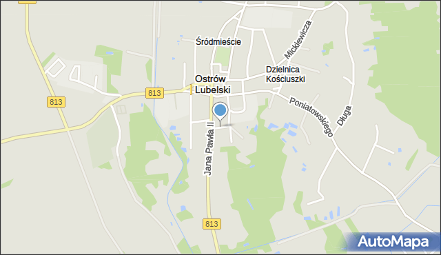 Ostrów Lubelski, Zagłoby Jana Onufrego, mapa Ostrów Lubelski