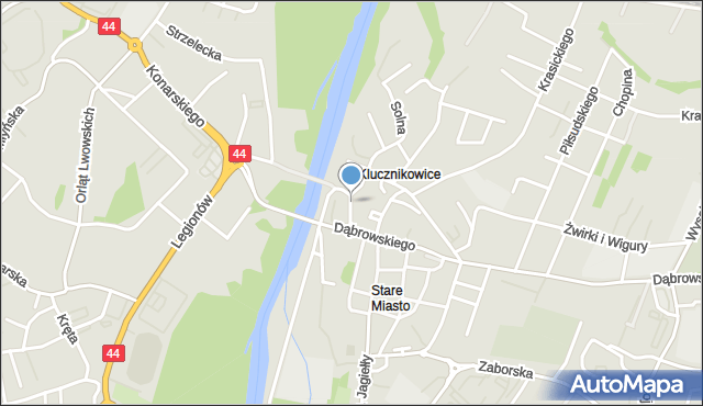 Oświęcim, Zamkowa, mapa Oświęcimia