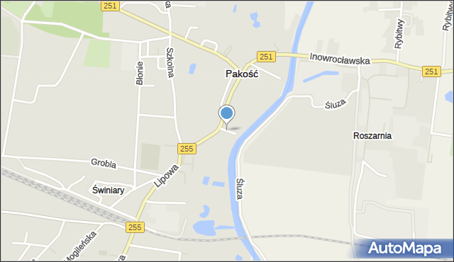 Pakość powiat inowrocławski, Żabia, mapa Pakość powiat inowrocławski