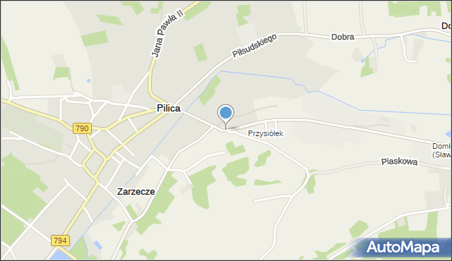 Pilica powiat zawierciański, Żarnowiecka, mapa Pilica powiat zawierciański