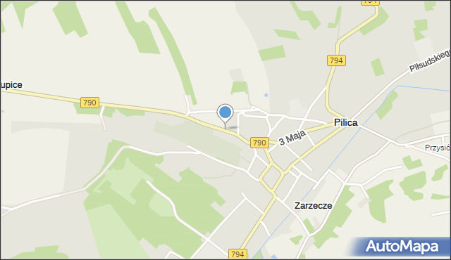 Pilica powiat zawierciański, Zawierciańska, mapa Pilica powiat zawierciański