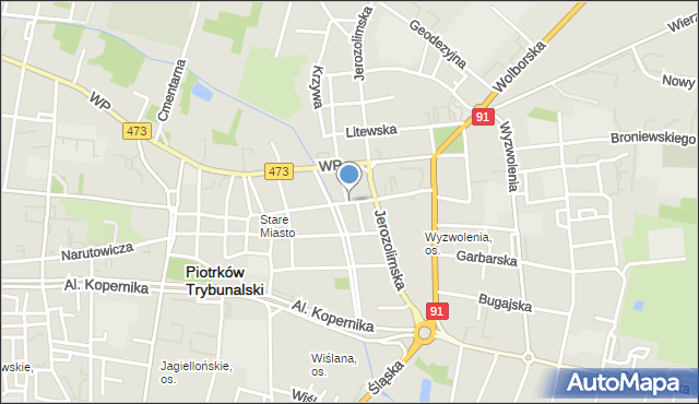 Piotrków Trybunalski, Zamkowa, mapa Piotrków Trybunalski