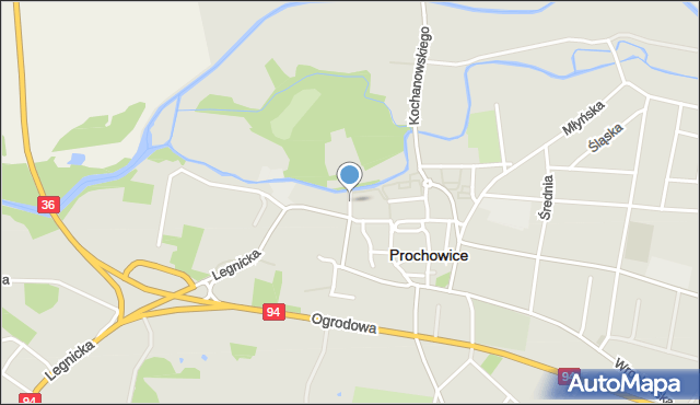 Prochowice, Zamkowa, mapa Prochowice