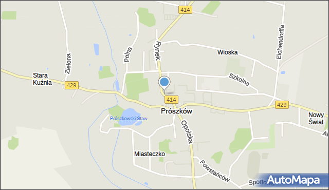 Prószków, Zamkowa, mapa Prószków