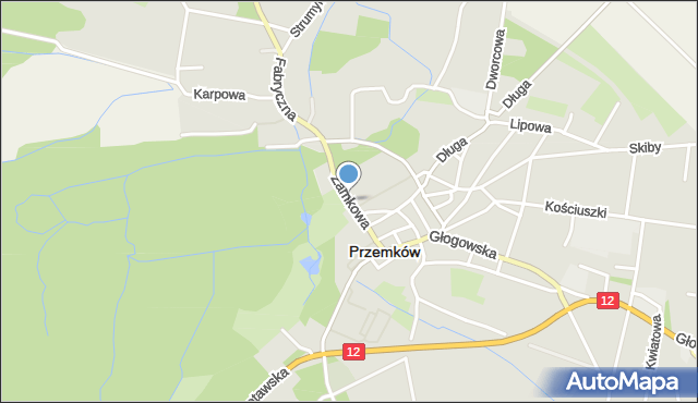 Przemków, Zamkowa, mapa Przemków