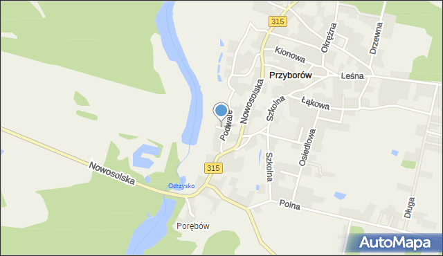 Przyborów gmina Nowa Sól, Zaułek, mapa Przyborów gmina Nowa Sól