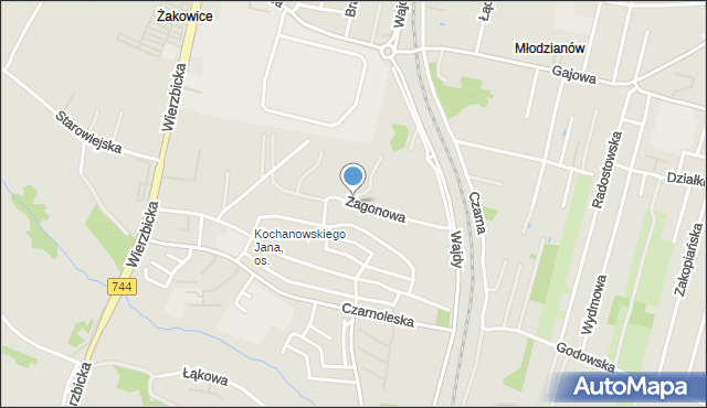 Radom, Zagonowa, mapa Radomia