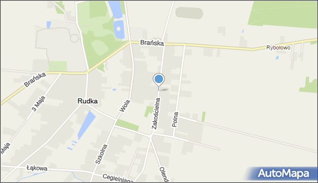 Rudka powiat bielski, Zakościelna, mapa Rudka powiat bielski