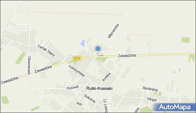 Rutki-Kossaki, Zawadzka, mapa Rutki-Kossaki