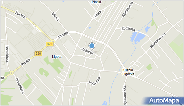 Rybnik, Zakątek, mapa Rybnika