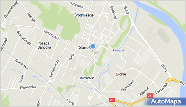 Sanok, Zaułek Dobrego Wojaka Szwejka, mapa Sanok