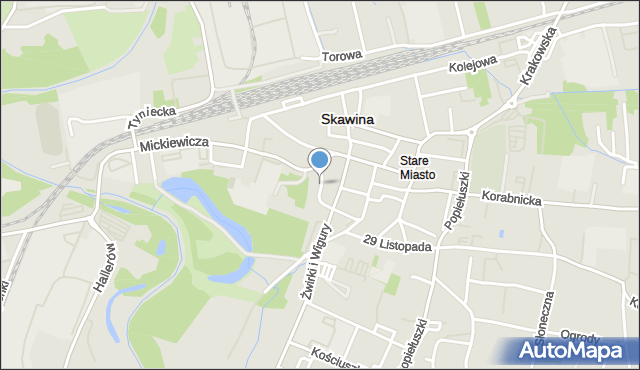 Skawina, Zamkowa, mapa Skawina