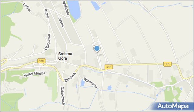 Srebrna Góra gmina Stoszowice, Zakładowa, mapa Srebrna Góra gmina Stoszowice