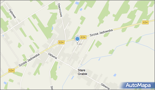 Stare Grabie, Zakątek, mapa Stare Grabie