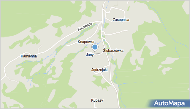 Sucha Beskidzka, Zaciszna, mapa Sucha Beskidzka