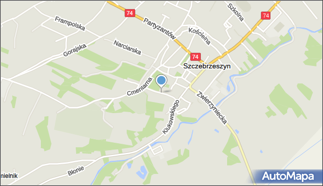 Szczebrzeszyn, Zamkowa, mapa Szczebrzeszyn