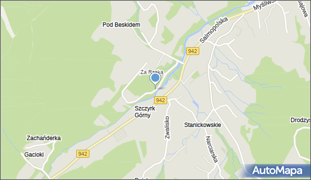 Szczyrk, Zawodzie, mapa Szczyrk