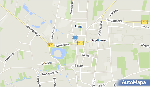 Szydłowiec, Zamkowa, mapa Szydłowiec