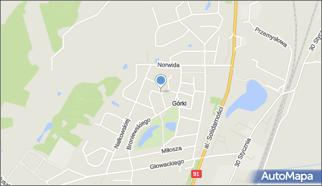 Tczew, Zapolskiej Gabrieli, mapa Tczew