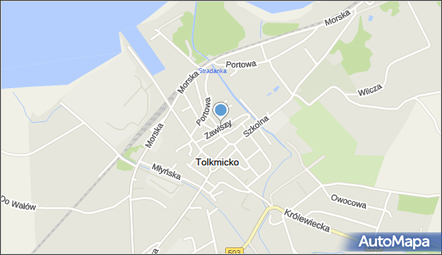 Tolkmicko, Zawiszy, mapa Tolkmicko