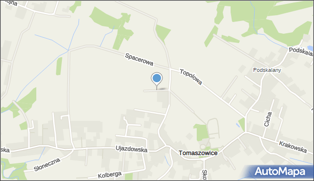 Tomaszowice gmina Wielka Wieś, Za Stodołami, mapa Tomaszowice gmina Wielka Wieś