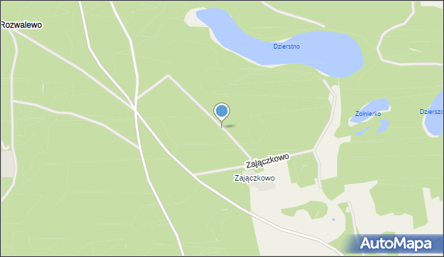Trzebuń gmina Dziemiany, Zajączkowo, mapa Trzebuń gmina Dziemiany