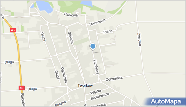 Tworków, Zamkowa, mapa Tworków