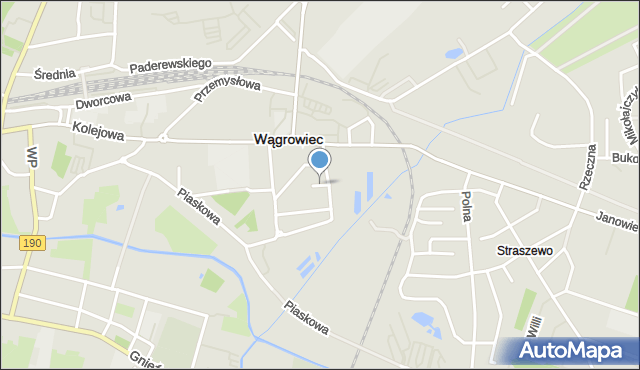 Wągrowiec, Zaułek, mapa Wągrowiec