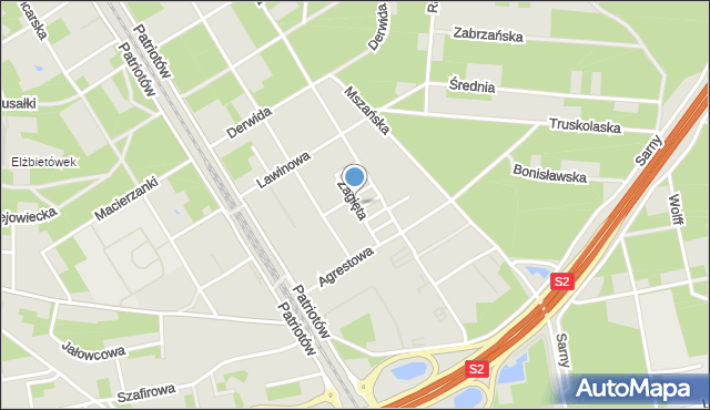 Warszawa, Zagięta, mapa Warszawy