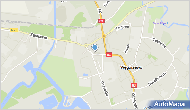 Węgorzewo, Zamkowa, mapa Węgorzewo